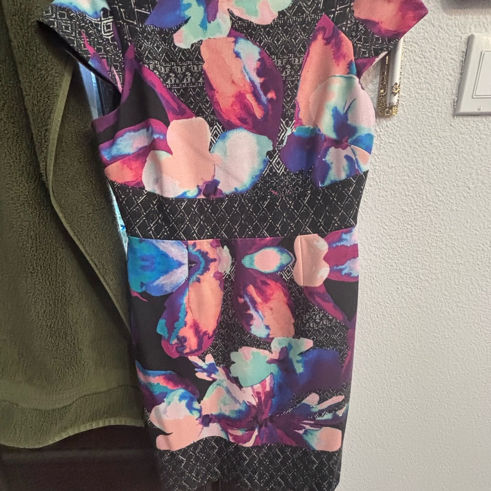 ANTONIO MELANI Pink and Orange Sheath Mini Dress